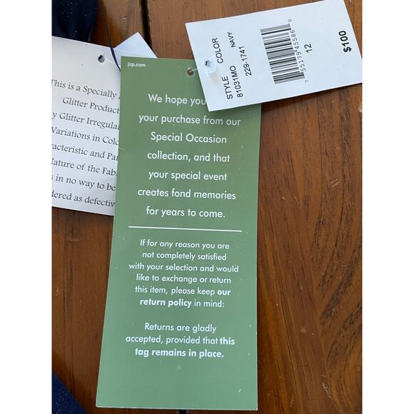 NWT J. Taylor Dress Size 12 Dark Blue Sparkle Formal Cape Evening Crew Neckline - Picture 7 of 13